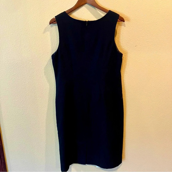 Harve Benard Embroidered Black Wool Shift Dress sz 10 Academia Preppy Vintage - Picture 2 of 13